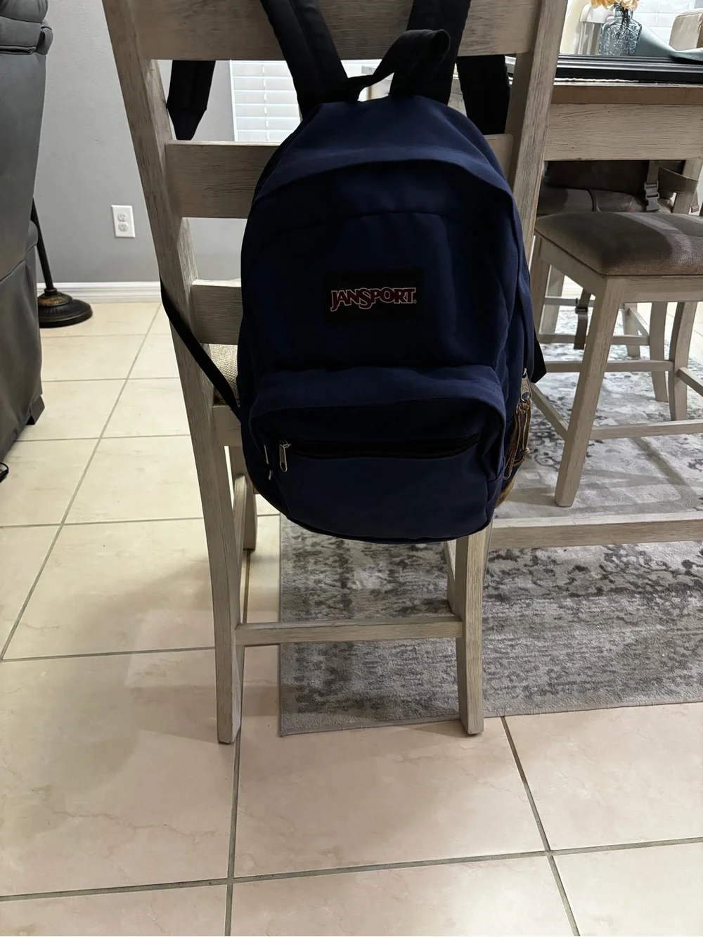 Vintage JanSport Navy and Brown Suede Base Backpack